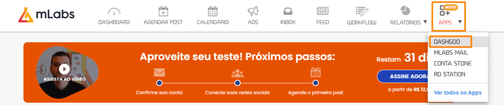 imagem: tela DashGoo by mLabs