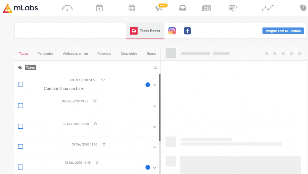 como gerenciar mensagens do inbox pela mlabs.