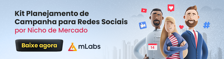 imagem de um banner publicitário com chamada para baixar gratuitamente o material produzido pela mLabs sobre Kit de Planejamento de Conteúdo para as redes sociais