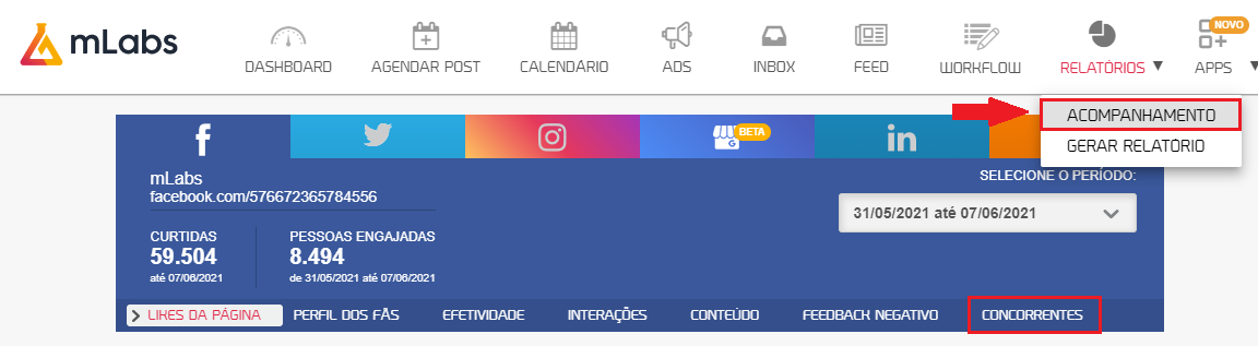 como usar mlabs: imagem da tela de acompanhamento da mlabs