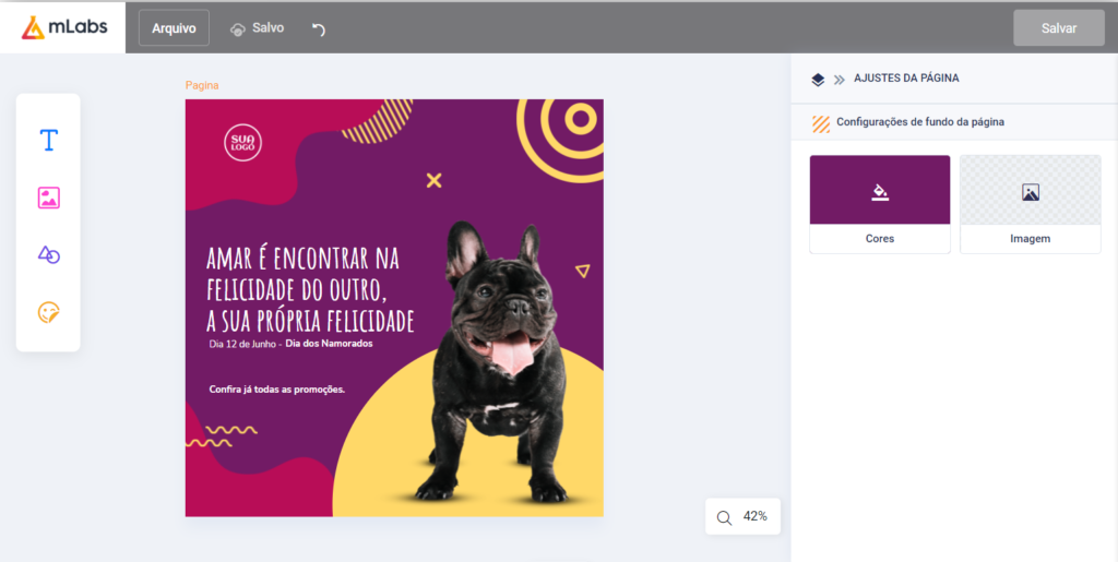 Criar posts: Imagem da tela Studio da mLabs