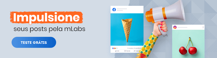 impulsionar-posts: uma imagem com postagens do instagram flutuando e os dizeres: impulsione seus posts pela mLabs.