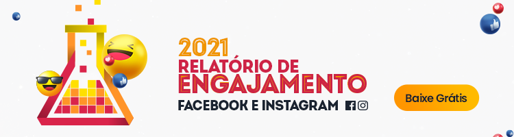 Imagem de um banner publicitário com chamada para baixar o relatório de engajamento do instagram e facebook realizado pela mLabs em 2021