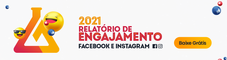 Imagem de um banner publicitário com chamada para baixar o relatório de engajamento do instagram e facebook realizado pela mLabs em 2021