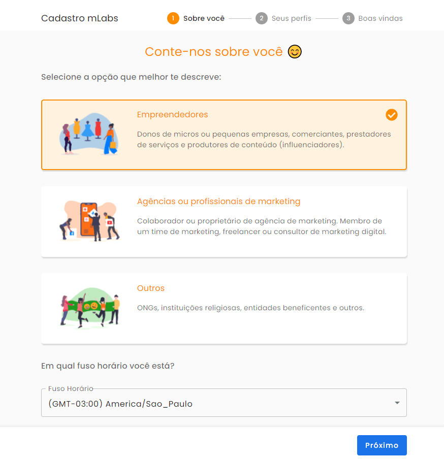 Cupom mLabs: imagem da página de cadastro da mLabs