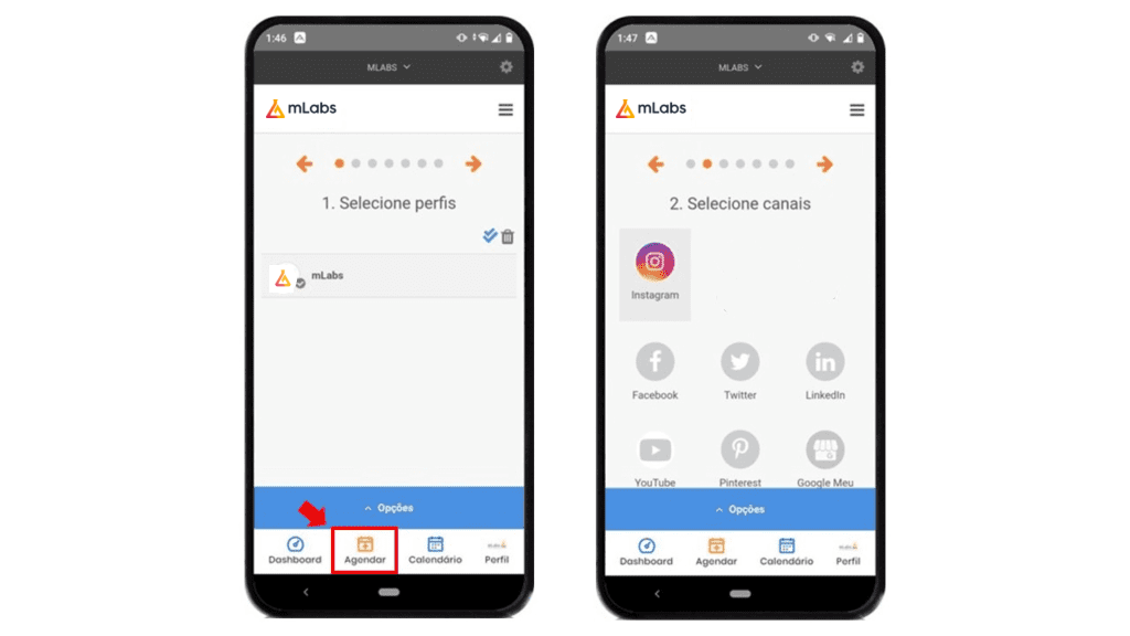mlabs app: imagem da tela de agendamento da mLabs