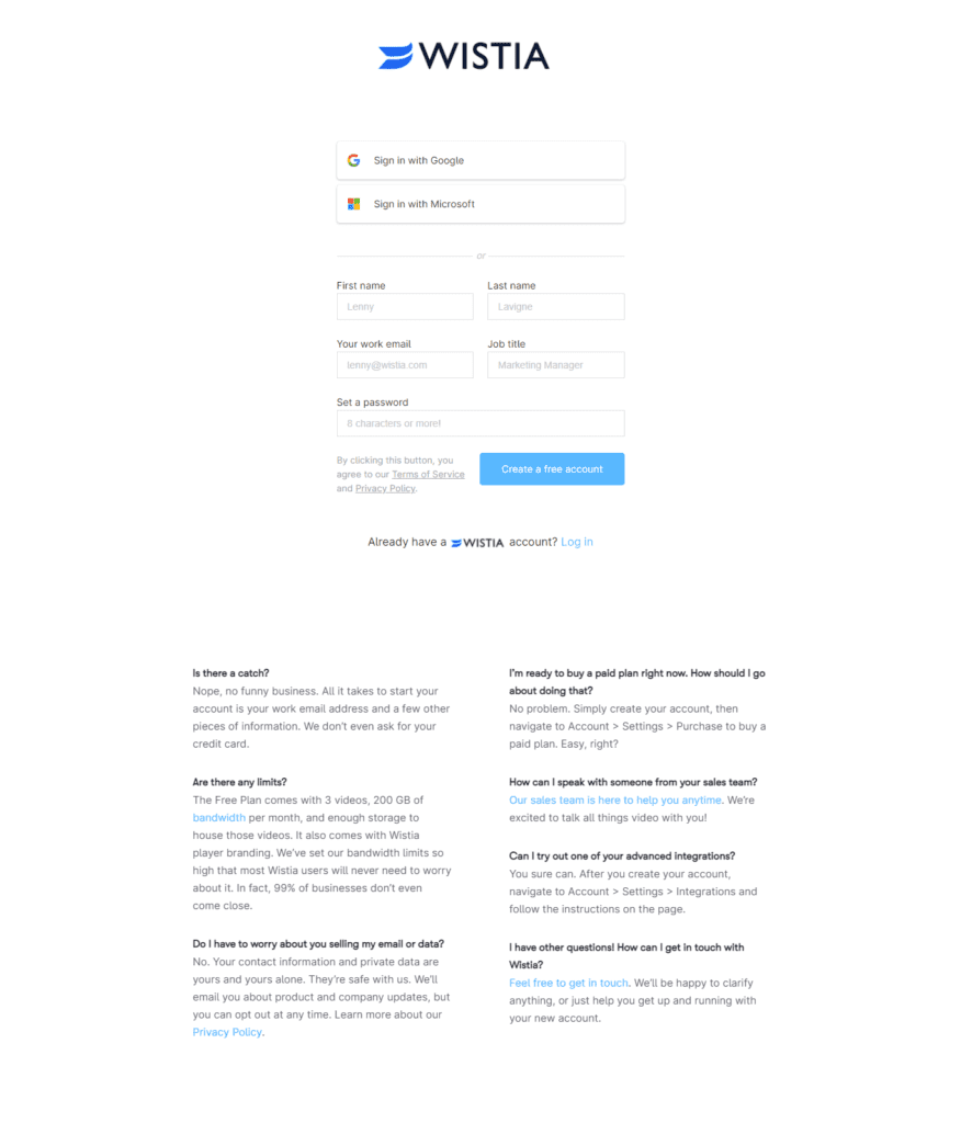 landing page exemplos: imagem de um formulário com o plano de fundo na cor branca
