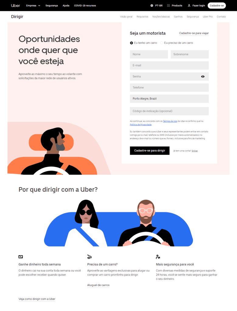 landing page exemplos: imagem de um formulário com informações sobre o por que usar o serviço