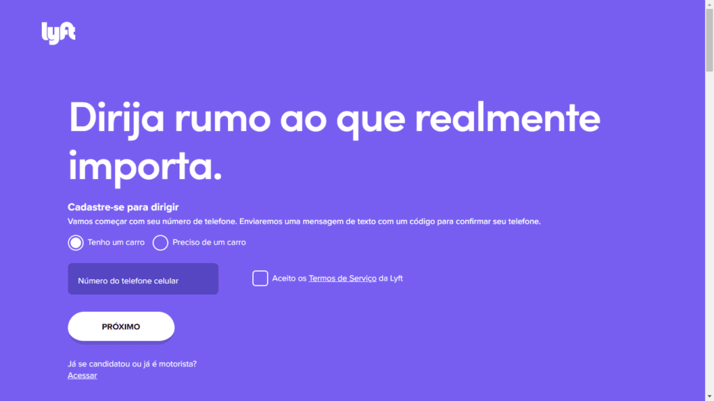 landing page exemplos: imagem com descrição da empresa e um formulário que solicita o número de telefone celular