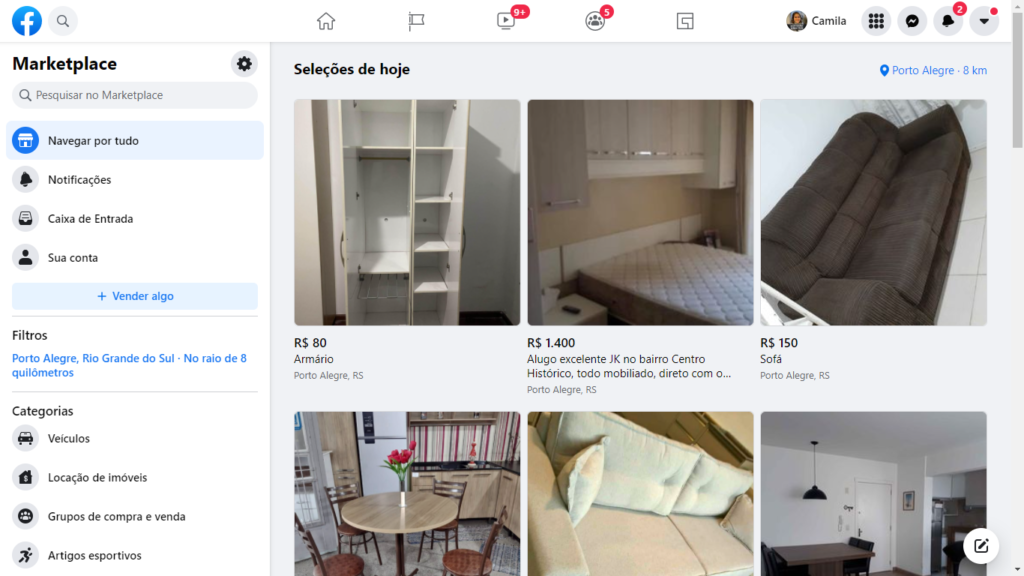 tela facebook marketpace